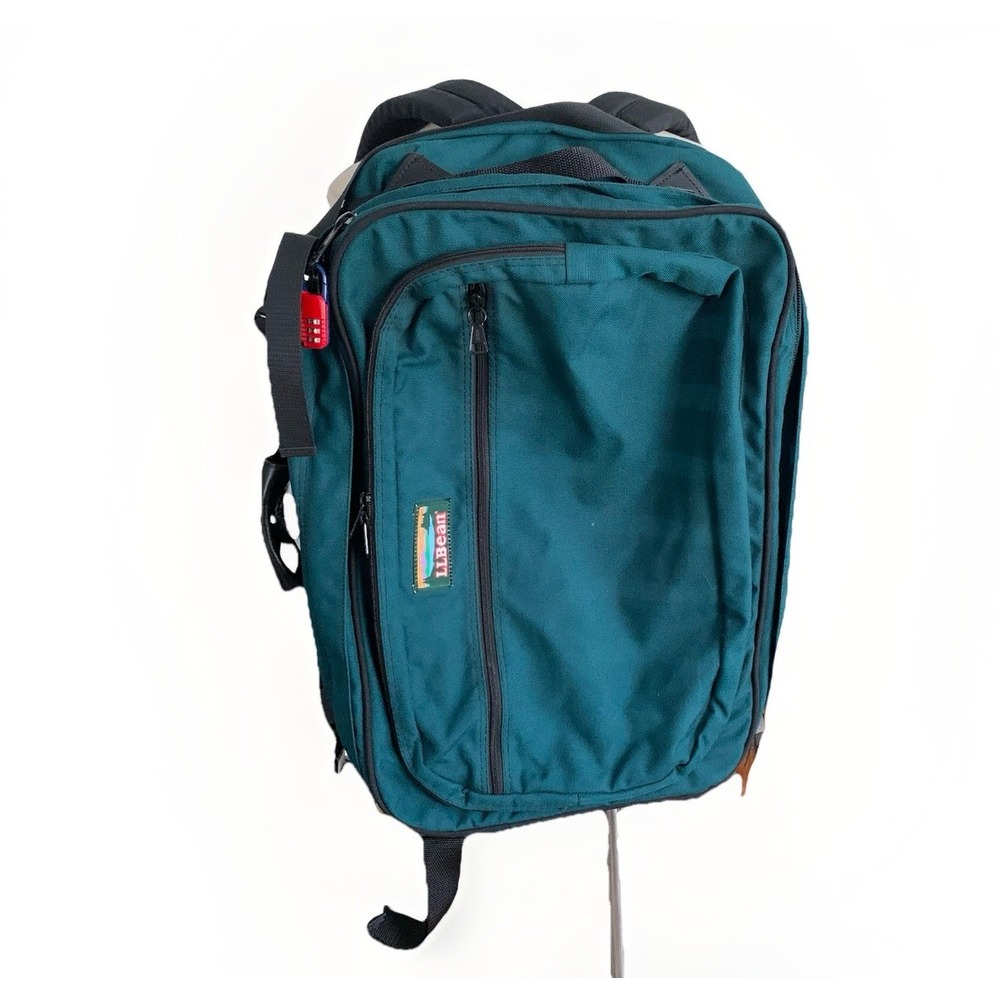 LL Bean VTG Convertible backpack Crossbody travel Luggage  bag Teal‎ blue
